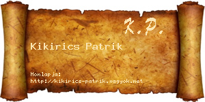 Kikirics Patrik névjegykártya